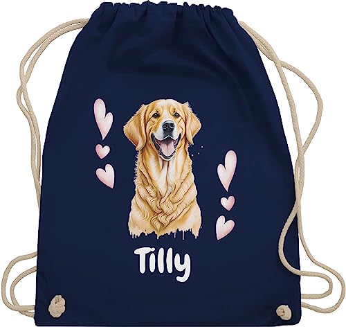 Turnbeutel Rucksack - Hunde - Golden Retriever - Hundebesitzern Geschenk - Unisize - Navy Blau - hund hundemotiv name eigenem hundebesitzer personalisierte hunden personalisiertes geschenke tasche von Geschenk mit Namen personalisiert by Shirtracer