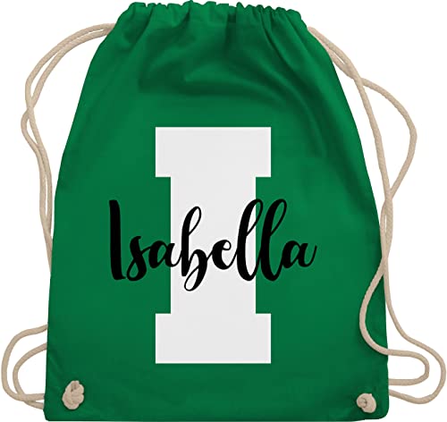 Turnbeutel Rucksack - Anfangsbuchstabe mit Name - Personalisiert Initialen Buchstabe mit Namen bedrucken Custom Gif Persönliche Geschenkidee Geschenk - Unisize - Grün - schulkind beutel buchstaben von Geschenk mit Namen personalisiert by Shirtracer