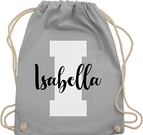 Turnbeutel Rucksack - Anfangsbuchstabe mit Name - Personalisiert Initialen Buchstabe mit Namen bedrucken Custom Gif Persönliche Geschenkidee Geschenk - Unisize - Hellgrau von Geschenk mit Namen personalisiert by Shirtracer