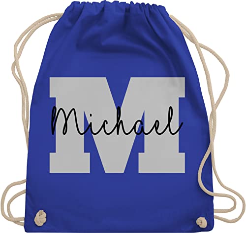 Turnbeutel Rucksack - Anfangsbuchstaben Name I Persönliches Geschenk Personalisiert mit Namen bedrucken I Initialen I Custom Buchstabe I Wunschname - Unisize - Royalblau - schulkind beutel von Geschenk mit Namen personalisiert by Shirtracer