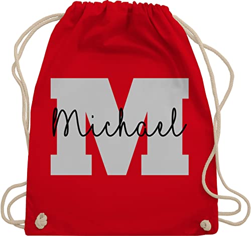 Turnbeutel Rucksack - Anfangsbuchstaben Name - Persönliches Geschenk Personalisiert mit Namen bedrucken Initialen Personalisierte Custom Buchstabe Wunschname - Unisize - Rot - buchstaben von Geschenk mit Namen personalisiert by Shirtracer