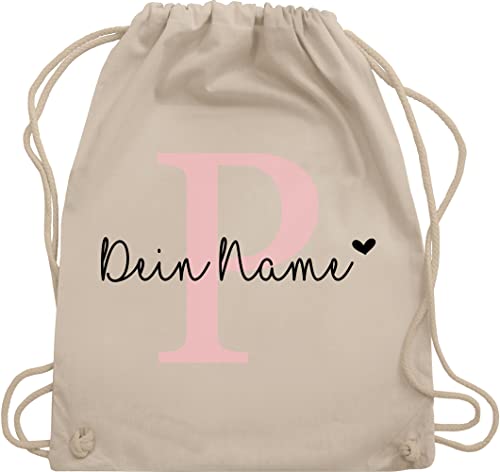Turnbeutel Rucksack - Initialen - Buchstabe Anfangsbuchstabe - Unisize - Naturweiß - sportbeutel mädchen name schulkind beutel buchstaben p stoffbeutel turnsack kindergarten personalisierte von Geschenk mit Namen personalisiert by Shirtracer