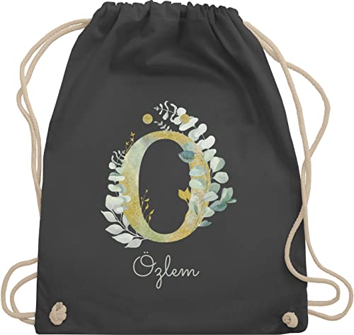 Turnbeutel Rucksack - Initialen - Buchstabe Name - Persönliches individuelles Geschenk selbst gestalten bedrucken mit Namen Geschenkidee Geschenk mit Namen - Unisize - Dunkelgrau von Geschenk mit Namen personalisiert by Shirtracer