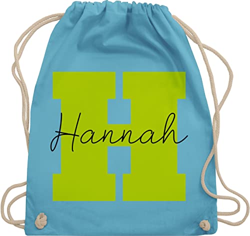 Turnbeutel Rucksack - Buchstabe mit Name - Geschenk mit Namen Persönliches personalisiertes Custom Gift Namen bedrucken Initialen Anfangsbuchstabe Namens Geschenk - Unisize - Hellblau - stoffbeutel von Geschenk mit Namen personalisiert by Shirtracer