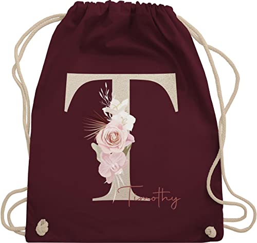 Turnbeutel Rucksack - Initialen - Geschenk personalisiert mit Namen Geschenkideen Anfangsbuchstabe Name - Unisize - Bordeauxrot - kita beutel wechselsachen mädchen weinachts geschenke von Geschenk mit Namen personalisiert by Shirtracer