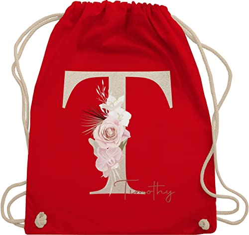 Turnbeutel Rucksack - Initialen - Geschenk personalisiert mit Namen Geschenkideen Anfangsbuchstabe Name - Unisize - Rot - personalisierte tasche personalisierter alphabet sporttasche von Geschenk mit Namen personalisiert by Shirtracer