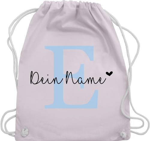 Turnbeutel Rucksack - Initialen - Name anpassbar Buchstabe Herzchen - Unisize - Pastell Rosa - sportbeutel mädchen kindergarten dem buchstaben baumwoll beutel kita personalisieren baumwolle von Geschenk mit Namen personalisiert by Shirtracer