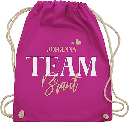 Turnbeutel Rucksack - JGA Junggesellenabschied - Team Braut Bride Team Crew - Unisize - Fuchsia - junggesellinnenabschied beutel kordelzug baumwolle jungesellenabschied herzen stoffbeutel von Geschenk mit Namen personalisiert by Shirtracer