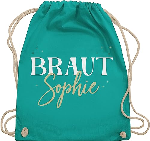 Turnbeutel Rucksack - JGA Junggesellenabschied - Braut Bride - Unisize - Türkis - jungesellenabschied name rucksäcke tasche junggesellinnenabschied polterabend beutel frauen personalisierte von Geschenk mit Namen personalisiert by Shirtracer