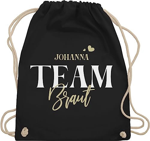 Turnbeutel Rucksack - JGA Junggesellenabschied - Team Braut Bride Team Crew - Unisize - Schwarz - junggesellinnenabschied beutel kordelzug baumwolle jungesellenabschied herzen stoffbeutel von Geschenk mit Namen personalisiert by Shirtracer
