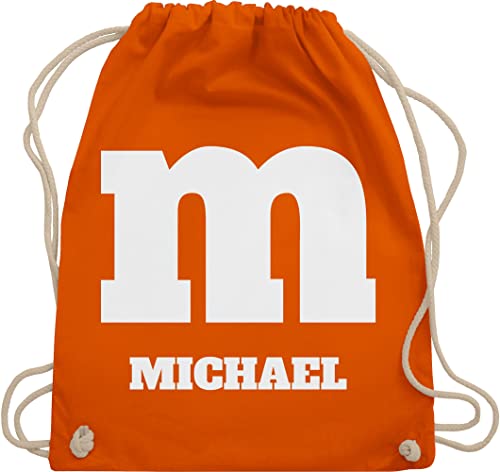 Turnbeutel Rucksack - Karneval Accessoire Fasching - M Kostüm mit anpassbarem Namen - Unisize - Orange - taschen beutel stoff baumwolle baumwoll personalisierte rucksäcke fünfte jahreszeit name von Geschenk mit Namen personalisiert by Shirtracer