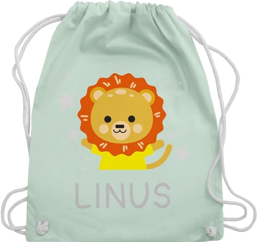 Turnbeutel Rucksack - Löwen - Löwe Name - Unisize - Pastell Grün - personalisierte kita tasche kindergarten sport beutel für kinder und motiv stofftasche mädchen kindergartentasche rucksäcke von Geschenk mit Namen personalisiert by Shirtracer