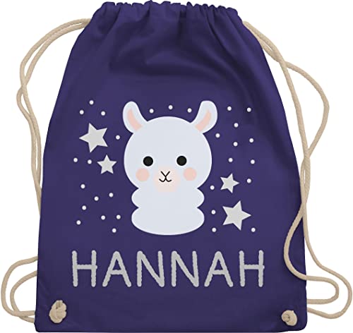 Turnbeutel Rucksack - Lama Bild lustig und Dein Name - Unisize - Lila - personalisiertes beutel kinder kindergarten stoffbeutel personalisierte tasche baby turnsack taschen baumwolle turntasche von Geschenk mit Namen personalisiert by Shirtracer