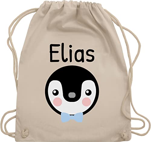 Turnbeutel Rucksack - Kinder Taschen Mädchen - Süßer Pinguin - Unisize - Naturweiß - kindergarten beutel personalisierte kita tasche geschenke name sportbeutel stoffbeutel jungen kind von Geschenk mit Namen personalisiert by Shirtracer