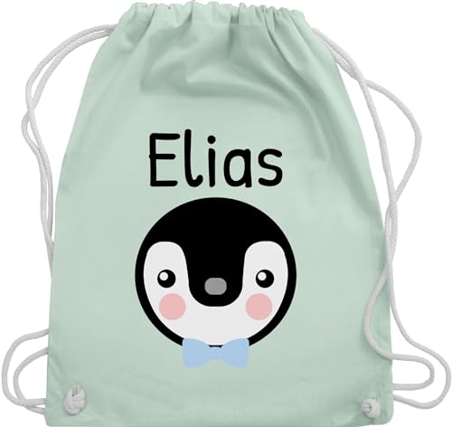 Turnbeutel Rucksack - Kinder Taschen Mädchen - Süßer Pinguin - Unisize - Pastell Grün - rucksäcke beutel kindergarten sport stoffbeutel kita wechselkleidung baumwollrucksack für von Geschenk mit Namen personalisiert by Shirtracer