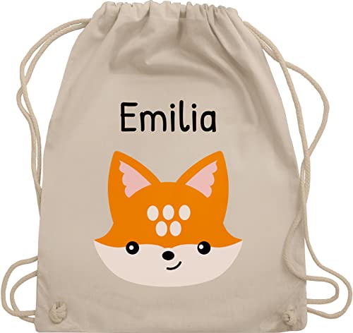 Turnbeutel Rucksack - Süßer schlauer Fuchs - Unisize - Naturweiß - baumwollrucksack kindergarten beutel name tasche stoffbeutel beuteltasche jungen turnsackerl kinder kinderbeutel wechselwäsche von Geschenk mit Namen personalisiert by Shirtracer