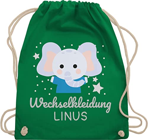 Turnbeutel Rucksack - Kita Beutel Wechselsachen Jungen - Wechselkleidung Elefant - Unisize - Grün - kindergarten personalisierte kindergartentasche geschenke kindergartenkinder von Geschenk mit Namen personalisiert by Shirtracer