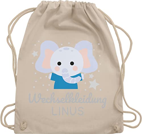 Turnbeutel Rucksack - Kita Beutel Wechselsachen Jungen - Wechselkleidung Elefant - Unisize - Naturweiß - sportbeutel wechselkleidung+beutel+kita kita-rucksack wechselbeutel kindergarten von Geschenk mit Namen personalisiert by Shirtracer