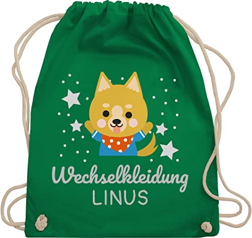 Turnbeutel Rucksack - Kita Beutel Wechselsachen Jungen - Wechselkleidung Hund - Unisize - Grün - kindergarten junge beuteltasche kindergartentasche wechselbeutel personalisierte rucksäcke von Geschenk mit Namen personalisiert by Shirtracer