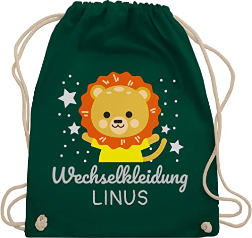 Turnbeutel Rucksack - Kita Beutel Wechselsachen Jungen - Wechselkleidung Löwe - Unisize - Dunkelgrün - wechselbeutel personalisierte beutelrucksack kitarucksäcke von Geschenk mit Namen personalisiert by Shirtracer