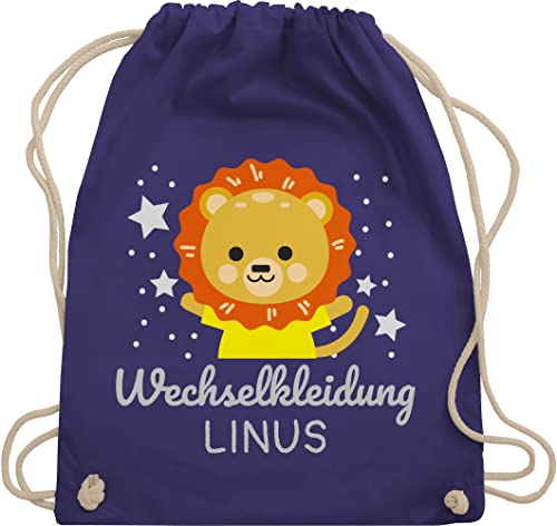 Turnbeutel Rucksack - Kita Beutel Wechselsachen Jungen - Wechselkleidung Löwe - Unisize - Lila - kindergartentasche personalisierter kindergartenrucksack geschenke kindergartenkinder turnsackerl von Geschenk mit Namen personalisiert by Shirtracer