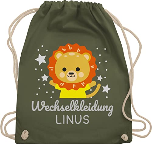 Turnbeutel Rucksack - Kita Beutel Wechselsachen Jungen - Wechselkleidung Löwe - Unisize - Olivgrün - kindergartentasche aus stoff kindergarten sport beuteltasche wechselsachen+beutel von Geschenk mit Namen personalisiert by Shirtracer