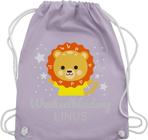 Turnbeutel Rucksack - Kita Beutel Wechselsachen Jungen - Wechselkleidung Löwe - Unisize - Pastell Lila - personalisierter wechselbeutel rucksackbeutel kitarucksäcke junge kindergarten tasche von Geschenk mit Namen personalisiert by Shirtracer