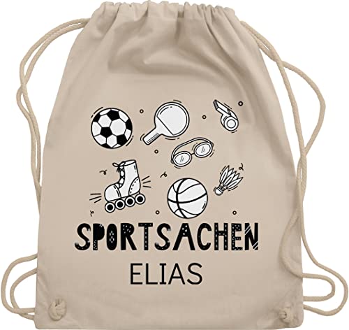 Turnbeutel Rucksack - Kita Beutel Wechselsachen Mädchen - Sportsachen - Fussball Tischtennis Schwimmen Basketball - Unisize - Naturweiß - wechselbeutel kindergarten bag personalisierter kinder von Geschenk mit Namen personalisiert by Shirtracer