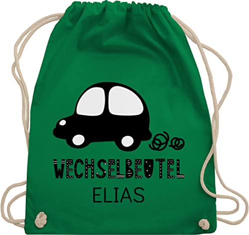 Turnbeutel Rucksack - Kita Beutel Wechselsachen Mädchen - Wechselbeutel mit Auto - Unisize - Grün - personalisierter kindergartenrucksack für jungs wechselkleidung kindergarten sportbeutel von Geschenk mit Namen personalisiert by Shirtracer