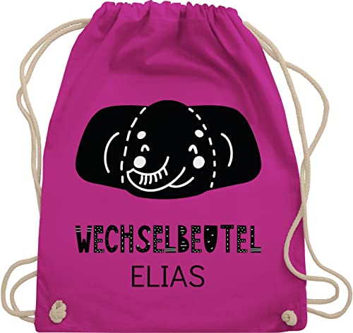 Turnbeutel Rucksack - Kita Beutel Wechselsachen Mädchen - Wechselbeutel mit Elefant - Unisize - Fuchsia - kindergarten wechselkleidung stoffbeutel personalisierter kita-rucksack wechselwäsche von Geschenk mit Namen personalisiert by Shirtracer