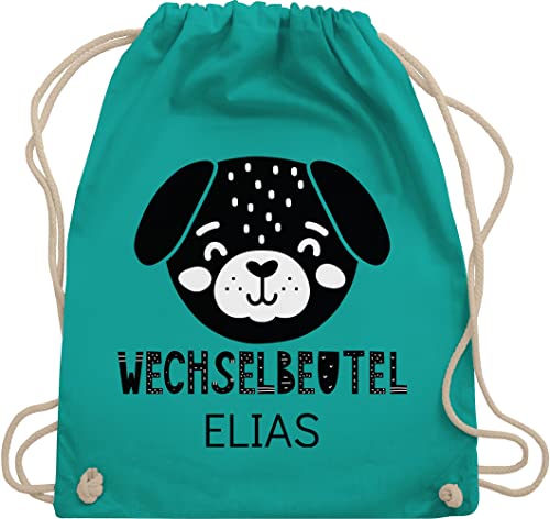 Turnbeutel Rucksack - Kita Beutel Wechselsachen Mädchen - Wechselbeutel mit Hund - Unisize - Türkis - kindergarten junge baumwoll kindergartentasche jungen wechselkleidung baumwolle name von Geschenk mit Namen personalisiert by Shirtracer