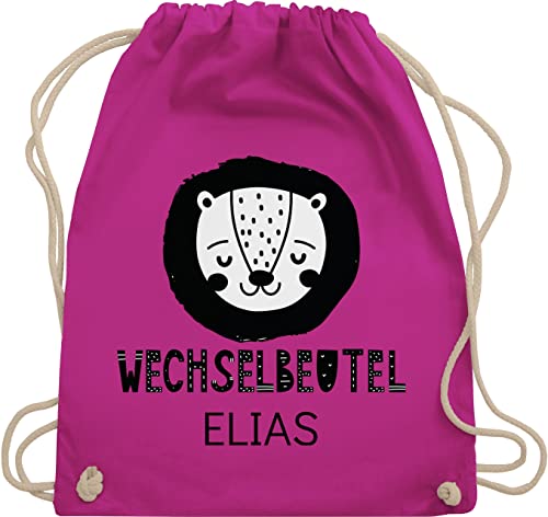 Turnbeutel Rucksack - Kita Beutel Wechselsachen Mädchen - Wechselbeutel Löwe - Unisize - Fuchsia - personalisierte stoffbeutel kindergarten wechselwäsche wechselkleidung turntasche von Geschenk mit Namen personalisiert by Shirtracer