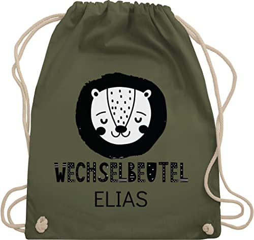 Turnbeutel Rucksack - Kita Beutel Wechselsachen Mädchen - Wechselbeutel Löwe - Unisize - Olivgrün - baumwolle kindergarten jungen wechselkleidung kinder stoffbeutel name baumwoll wechselwäsche von Geschenk mit Namen personalisiert by Shirtracer