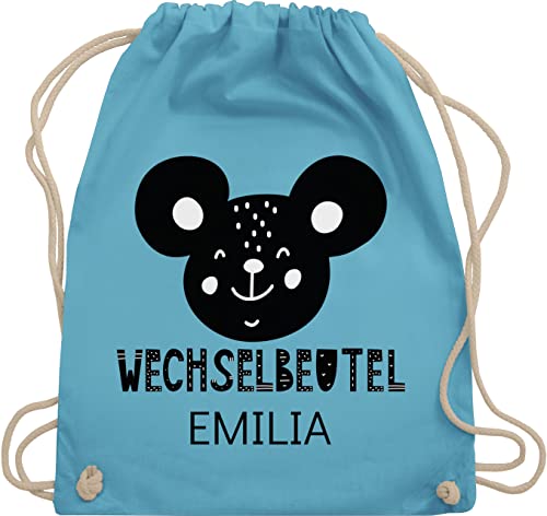 Turnbeutel Rucksack - Kita Beutel Wechselsachen Mädchen - Wechselbeutel mit Maus - Unisize - Hellblau - kindergarten kindergartenbeutel personalisierte name stoffbeutel von Geschenk mit Namen personalisiert by Shirtracer