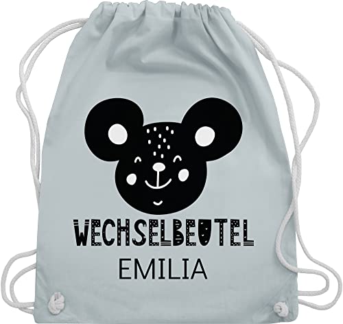 Turnbeutel Rucksack - Kita Beutel Wechselsachen Mädchen - Wechselbeutel mit Maus - Unisize - Pastell Blau - kindergartenkinder turn kindergarten tasche wechselkleidung junge kinder baumwolle von Geschenk mit Namen personalisiert by Shirtracer