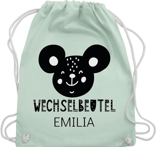 Turnbeutel Rucksack - Kita Beutel Wechselsachen Mädchen - Wechselbeutel mit Maus - Unisize - Pastell Grün - kitarucksäcke junge geschenke kindergartenkinder kinder kindergartentasche aus stoff von Geschenk mit Namen personalisiert by Shirtracer