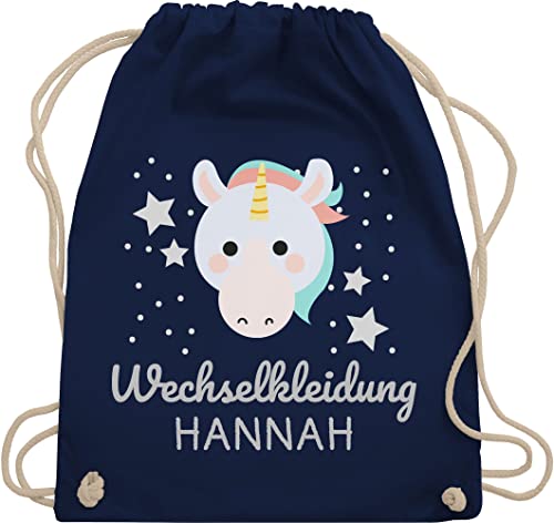 Turnbeutel Rucksack - Kita Beutel Wechselsachen Mädchen - Wechselkleidung Einhorn - Unisize - Navy Blau - name kindergarten tasche stoffbeutel kindergartenrucksack jungen von Geschenk mit Namen personalisiert by Shirtracer