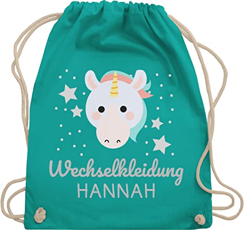 Turnbeutel Rucksack - Kita Beutel Wechselsachen Mädchen - Wechselkleidung Einhorn - Unisize - Türkis - kindergarten für wechselwäsche kindergartentasche jungen personalisierte gym bag kinder von Geschenk mit Namen personalisiert by Shirtracer