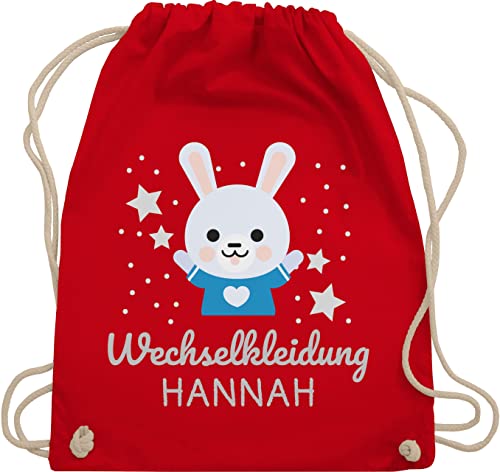 Turnbeutel Rucksack - Kita Beutel Wechselsachen Mädchen - Wechselkleidung Hase - Unisize - Rot - kindergartenkind wechselbeutel stoffbeutel kindergarten kindergarten-rucksack von Geschenk mit Namen personalisiert by Shirtracer