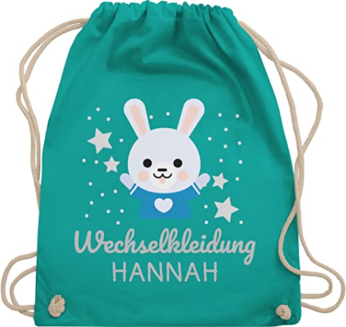 Turnbeutel Rucksack - Kita Beutel Wechselsachen Mädchen - Wechselkleidung Hase - Unisize - Türkis - kindergartentasche kindergarten junge turnsäckchen name kitarucksäcke von Geschenk mit Namen personalisiert by Shirtracer