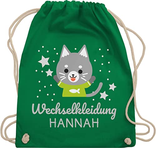 Turnbeutel Rucksack - Kita Beutel Wechselsachen Mädchen - Wechselkleidung Katze - Unisize - Grün - kindergarten name beutelrucksack personalisierter kindergartentasche von Geschenk mit Namen personalisiert by Shirtracer