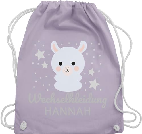 Turnbeutel Rucksack - Kita Beutel Wechselsachen Mädchen - Wechselkleidung Lama - Unisize - Pastell Lila - kindergarten wechselbeutel personalisierte stoffbeutel name kindergartenbeutel von Geschenk mit Namen personalisiert by Shirtracer