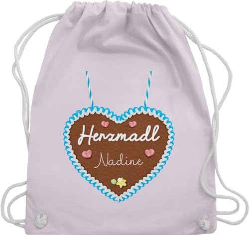 Turnbeutel Rucksack - Kompatibel Oktoberfest - Herzmadl Lebkuchenherz - Unisize - Pastell Rosa - beutel kinder kordel stoff baumwolle einfarbig baumwoll oktoberfest-tasche trachten-tasche bayrisches von Geschenk mit Namen personalisiert by Shirtracer