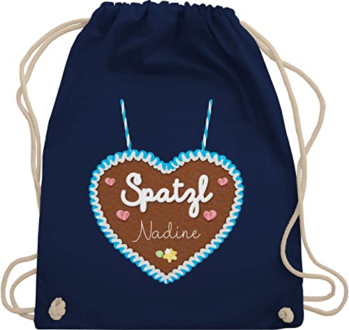 Turnbeutel Rucksack - Kompatibel Oktoberfest - Spatzl - Lebkuchenherz individuell - hellblau - Unisize - Navy Blau - stofftasche sportbeutel sporttasche baumwolle stoff baumwoll oktoberfest-tasche von Geschenk mit Namen personalisiert by Shirtracer