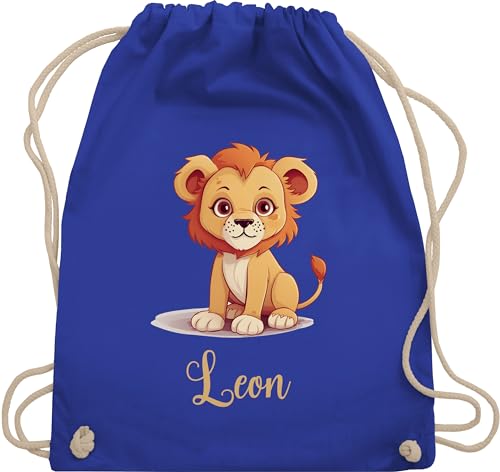 Turnbeutel Rucksack - Löwen - Löwe König der Tiere Leu mit Namen - Zootiere Tiermotiv - Unisize - Royalblau - leo tasche kita name beutel kindergarten personalisierte kinder rucksäcke von Geschenk mit Namen personalisiert by Shirtracer