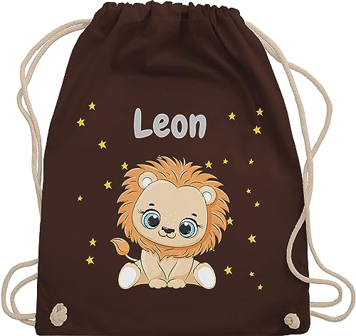 Turnbeutel Rucksack - Süßer Löwe Löwen Löwenmotiv König der Tiere Lion - Unisize - Braun - badesachen beutel kindergarten kita für mädchen schlafbeutel personalisierter kinderrucksack junge von Geschenk mit Namen personalisiert by Shirtracer