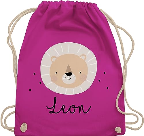 Turnbeutel Rucksack - Süßes Löwenmotiv Löwe Löwen König der Tiere - Unisize - Fuchsia - personalisierte wechselkleidung beutel kinderrucksäcke leo turnsackerl kita wechselsachen mädchen von Geschenk mit Namen personalisiert by Shirtracer