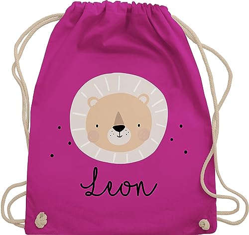 Turnbeutel Rucksack - Süßes Löwenmotiv Geschenk Löwe Geschenke Löwen I König der Tiere - Unisize - Fuchsia - personalisierter beutel wechselkleidung personalisierte kindergartentasche tier von Geschenk mit Namen personalisiert by Shirtracer