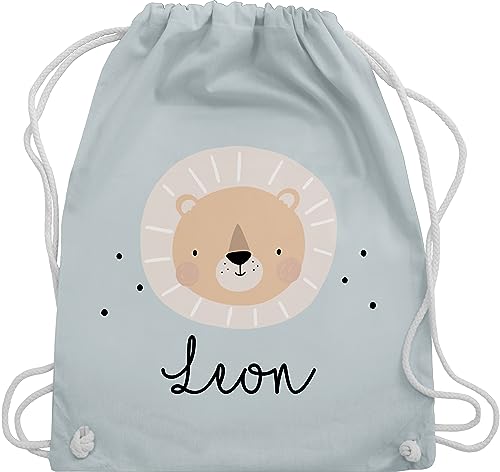 Turnbeutel Rucksack - Süßes Löwenmotiv Löwe Löwen König der Tiere - Unisize - Pastell Blau - kita beutel bag personalisierte kindergarten kinder baumwolle kindergartentasche stoff von Geschenk mit Namen personalisiert by Shirtracer