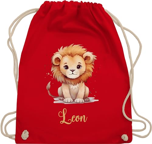 Turnbeutel Rucksack - Löwen - Zootiere - Löwe König der Tiere Leu - Unisize - Rot - badesachen beutel süßer tasche kindergartentasche und kinderrucksäcke wunschtext kinderrucksack von Geschenk mit Namen personalisiert by Shirtracer